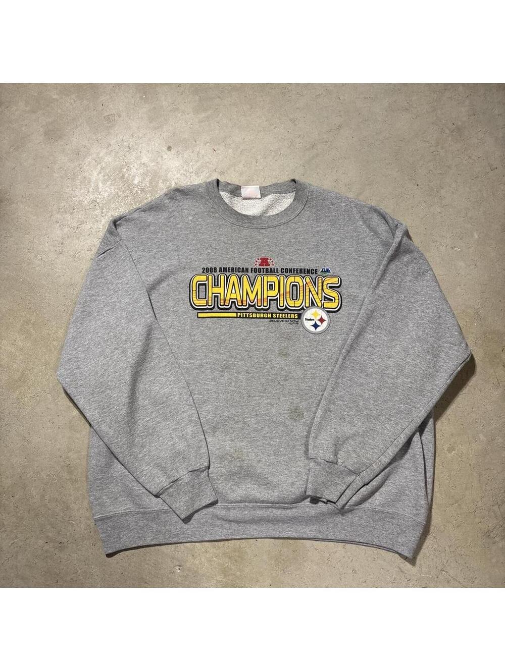 Vintage Y2K 2008 Pittsburgh Steelers AFC Champions Sweatshirt Mens 2XL